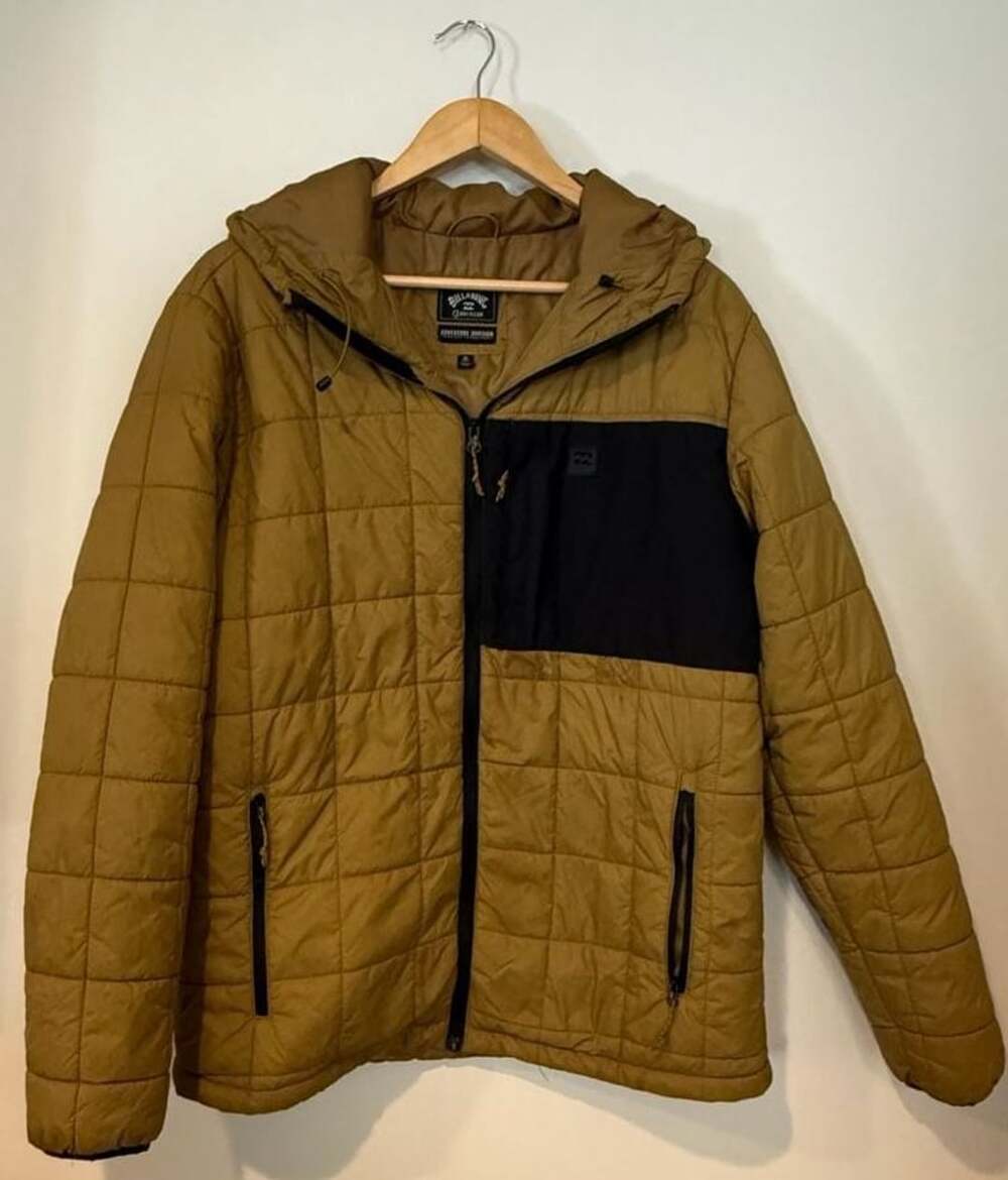 Billabong Adventure Division Puffer Jacket Size M Brown Quilted Hooded